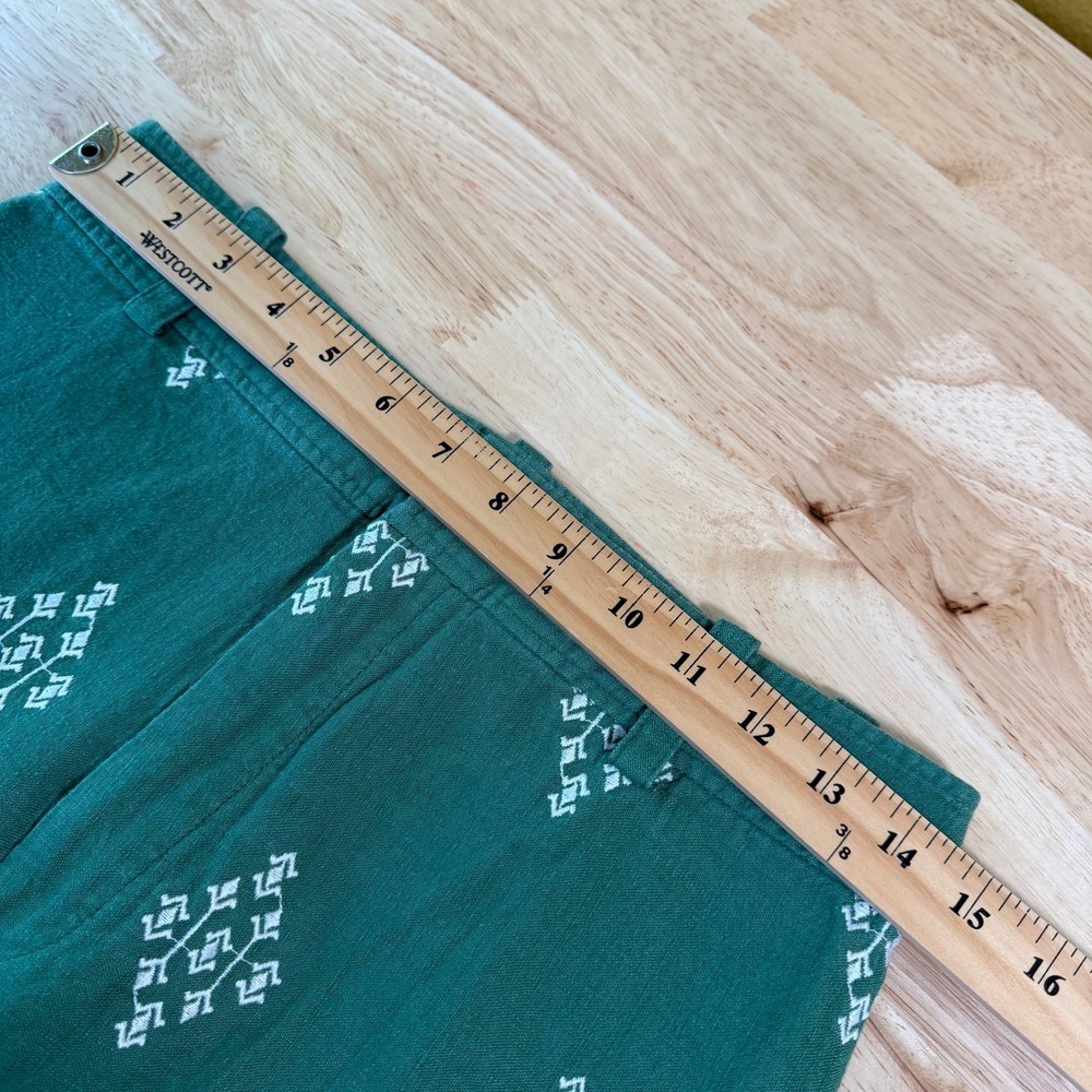 Zara Green Embroidered Wide Leg Linen Blend Pants Size M Euro Summer Trouser - Picture 8 of 11
